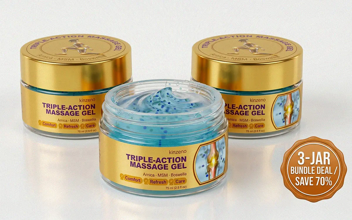 Kinzeno Triple-Action Massage Gel product with natural ingredients